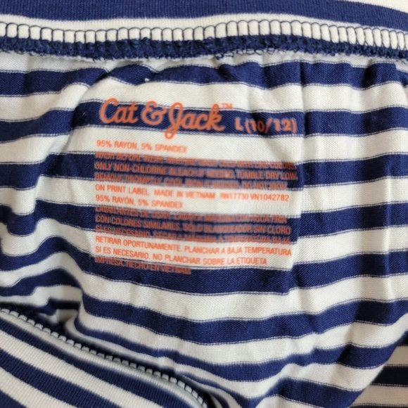 Cat & Jack Maxi Flare Skirt L Navy Blue/White Stripe Elastic Waist Pull On - Picture 9 of 10